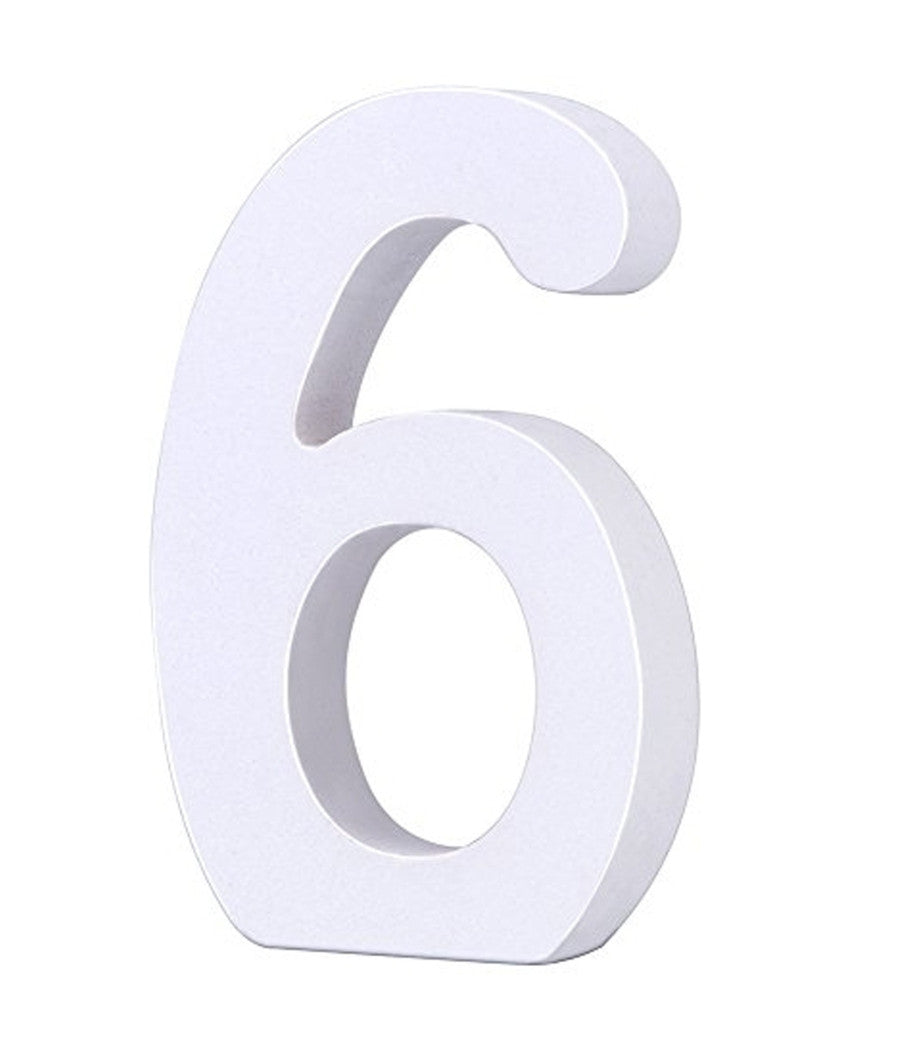 Numero 6 In Legno Bianco Decorazione Confettata Matrimonio Compleanno Promessa         