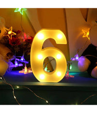Numero 6 Luminoso Bianco A Led Decoro Per Eventi Feste Luce Calda 3000k 16x3cm         