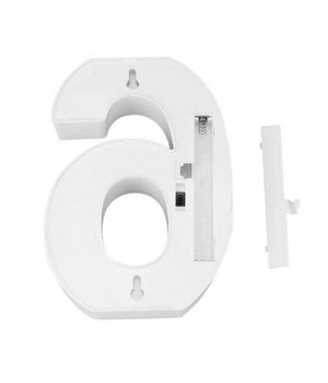 Numero 6 Luminoso Bianco A Led Decoro Per Eventi Feste Luce Calda 3000k 16x3cm         