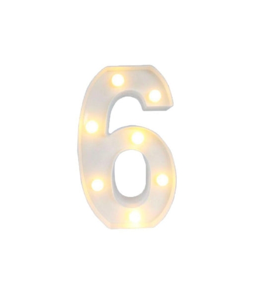 Numero 6 Luminoso Con Luci Led A Batteria Decorazioni Per La Casa Dim. 22 Cm         