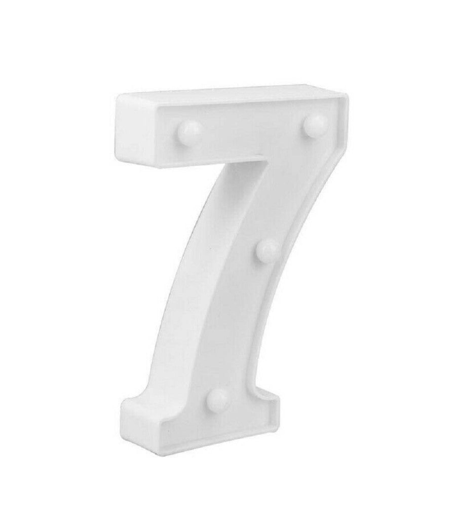 Numero 7 Luminoso Bianco A Led Decoro Per Eventi Feste Luce Calda 3000k 16x3cm         