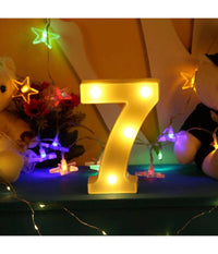Numero 7 Luminoso Bianco A Led Decoro Per Eventi Feste Luce Calda 3000k 16x3cm         