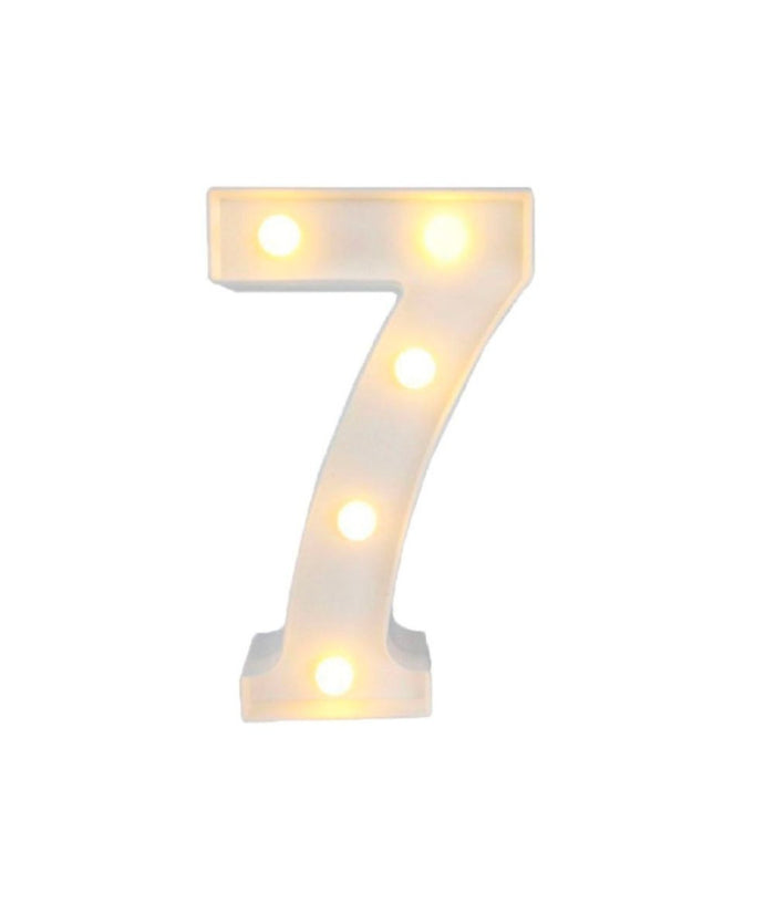 Numero 7 Luminoso Con Luci Led A Batteria Decorazioni Per La Casa Dim. 22 Cm         