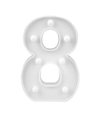 Numero 8 Luminoso Bianco A Led Decoro Per Eventi Feste Luce Calda 3000k 16x3cm         