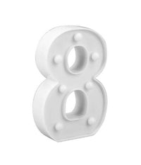 Numero 8 Luminoso Bianco A Led Decoro Per Eventi Feste Luce Calda 3000k 16x3cm         