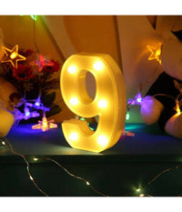 Numero 9 Luminoso Bianco A Led Decoro Per Eventi Feste Luce Calda 3000k 16x3cm         