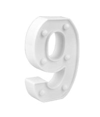 Numero 9 Luminoso Bianco A Led Decoro Per Eventi Feste Luce Calda 3000k 16x3cm         
