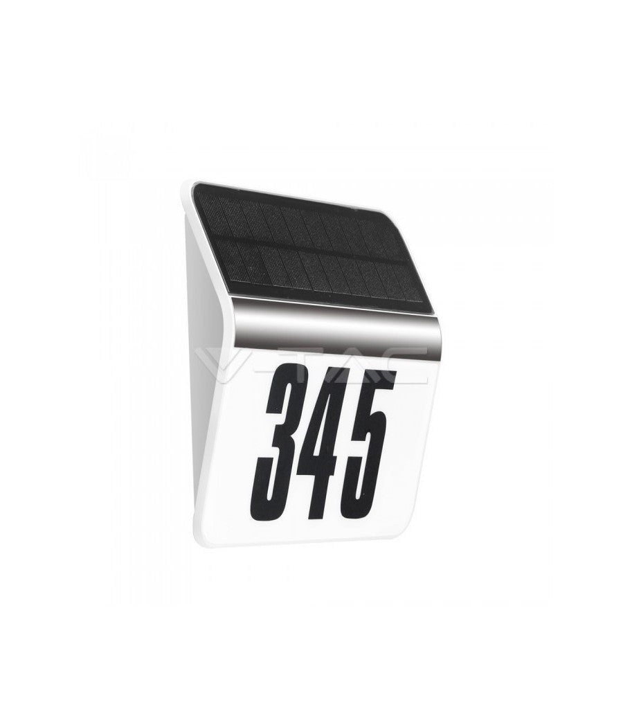 Numero Civico Illuminato Led Ricarica Energia Solare Acciaio Inox Esterno Casa         