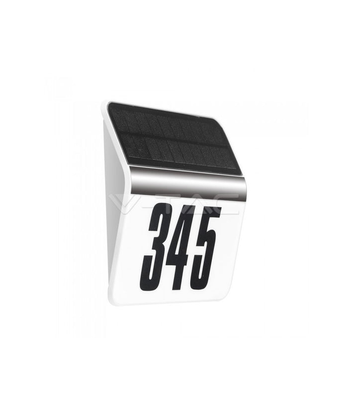 Numero Civico Illuminato Led Ricarica Energia Solare Acciaio Inox Esterno Casa         