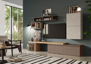 Parete attrezzata moderna finitura Argilla, Cadiz e Bronzo, Made in Italy ZLCINFNCOMP2A