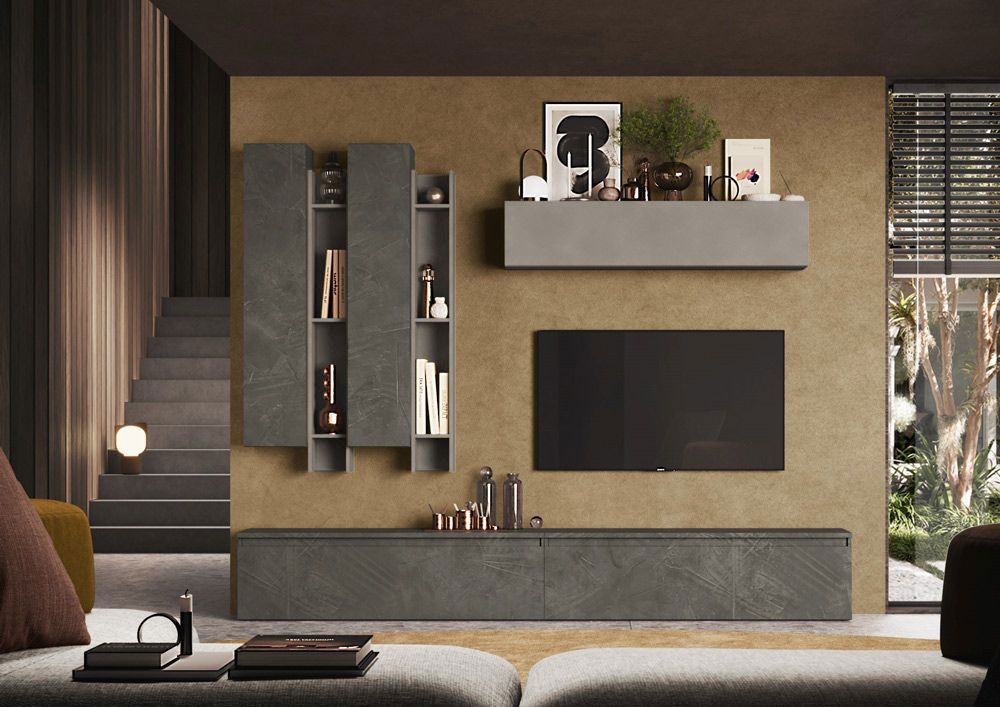 Innovativa Parete attrezzata L.262 finitura Piombo e Ardesia ZLCINFNCOMP4