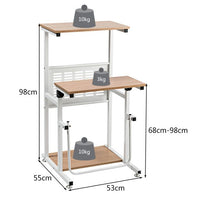 Tavolo per computer Sit-Stand Scrivania per computer regolabile in altezza Postazione di lavoro con supporto per stampante 55 x 53 x (68-98) cm Naturale 20_0009458