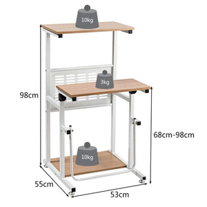 Tavolo per computer Sit-Stand Scrivania per computer regolabile in altezza Postazione di lavoro con supporto per stampante 55 x 53 x (68-98) cm Naturale 20_0009458