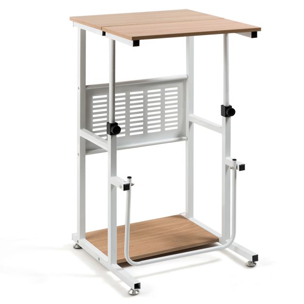 Tavolo per computer Sit-Stand Scrivania per computer regolabile in altezza Postazione di lavoro con supporto per stampante 55 x 53 x (68-98) cm Naturale 20_0009458