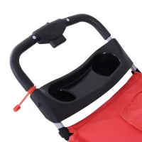 Passeggino per Cani Piccoli Pieghevole, Carrozzina per Cani con Ruote con Freni, Portabicchieri, Cestino Portaoggetti, 3 Finestre e Ruote Anteriori a 360°, per Animali Domestici 10 kg, Rosso