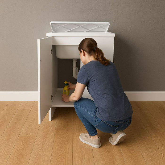 Lavatoio nobilitato vasca resina asse lavaggio 45x50x85 cm doppia anta 7002ak *** tinta bianco, confezione 1