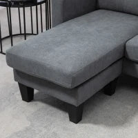 Divano ad Angolo 3 Posti, Chaise Longue Reversibile Sinistra o Destra, Soggiorno, Grande Comfort, Schienale Trapuntato, Grigio