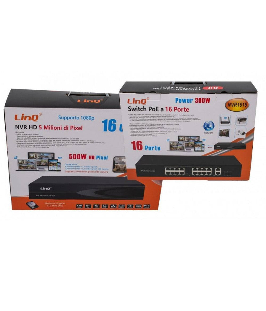 Nvr 16ch Canali Rec&live Full Hd 1080p Wifi H.264 H.265 Switch Poe 5mpx Nvr1616         