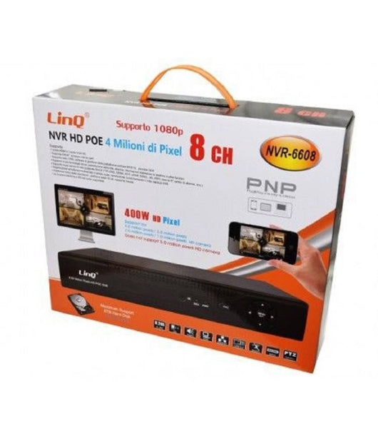 Nvr Poe 8 Ch Canali Rec & Live Full Hd 1080p Wifi H.264 H.265 P2p 4mp Nvr-6608         