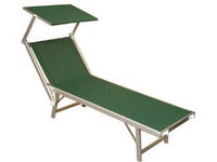 lettino alluminio piegh. pesante con parasole tessuto texilene verde - cm.61x184x38/100h. con viti inox cod:ferx.fer182027