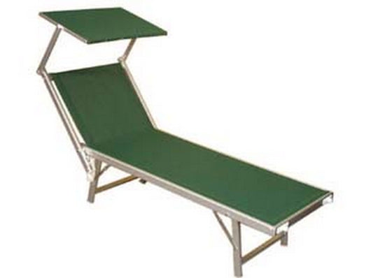 lettino alluminio piegh. pesante con parasole tessuto texilene verde - cm.61x184x38/100h. con viti inox cod:ferx.fer182027