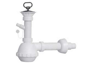 sifone moplen a fiasco 1 via con scarico e piletta - 1"1/2 per lavello ceramica cod:ferx.fer24990