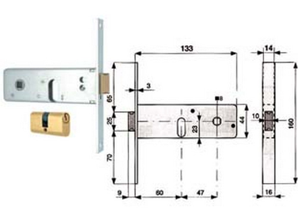 serratura infilare fasce catenaccio 2 mandate scrocco mm.44 h 800 mm.60 cod:ferx.fer52207