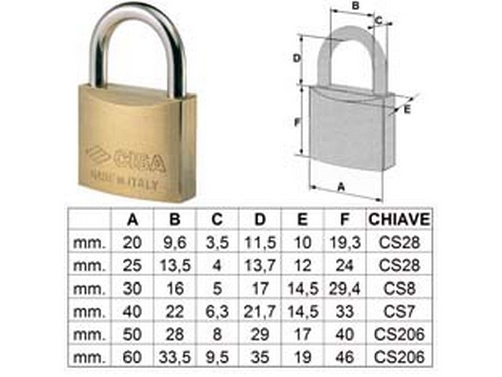 lucchetto ottone arco normale 22010 - mm.30 (art.22010300) cod:ferx.fer64279