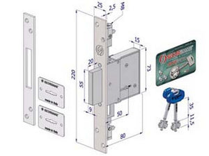 serratura triplice da infilare doppia mappa 2003 - mm.60 (2003xzb6025a32) cod:ferx.fer55123