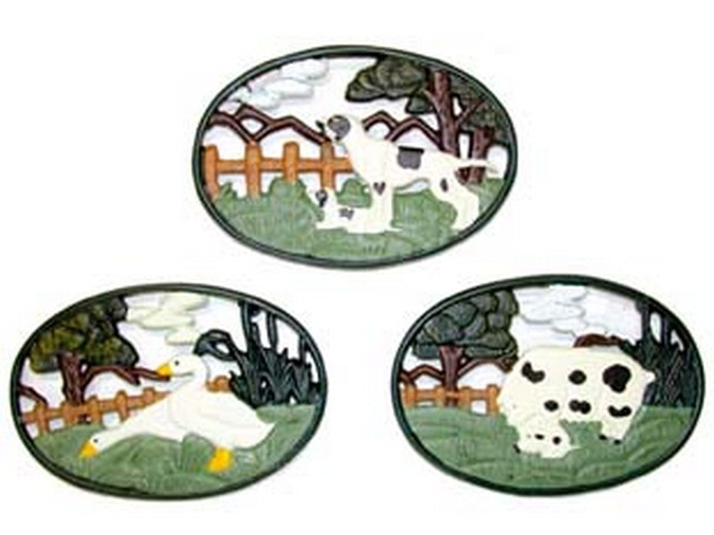 sottopentole ovali in ghisa decorati - in set da pz.3  cod:ferx.fer78276