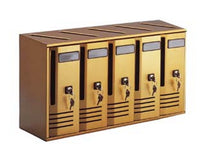 blocchiera serie cubo 5 cassette postali per interni - cm.52x17,5x30h. in alluminio anodizzato bronzo cod:ferx.fer80941