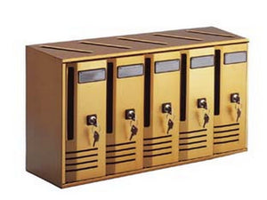 blocchiera serie cubo 5 cassette postali per interni - cm.52x17,5x30h. in alluminio anodizzato bronzo cod:ferx.fer80941