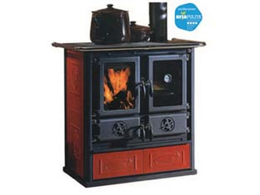 cucina a legna rosetta 5.0 vst ceramica 7,2 kw liberty bordeaux - misure cm.88,5x57,2x84,3h. - peso kg.153 cod:ferx.fer82808