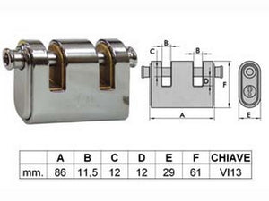 lucchetto corazzato a due bocche "panzer" - mm.86 (art.4126)  cod:ferx.fer90957