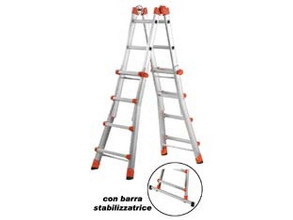 scala telescopica "peppina" in alluminio en 131 - 6+6 gr.- aperta cm.586h.- cm.66x24x167h.- kg.18  cod:ferx.fer408837