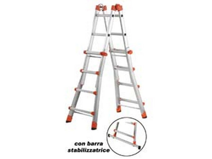 scala telescopica "peppina" in alluminio en 131 - 6+6 gr.- aperta cm.586h.- cm.66x24x167h.- kg.18  cod:ferx.fer408837