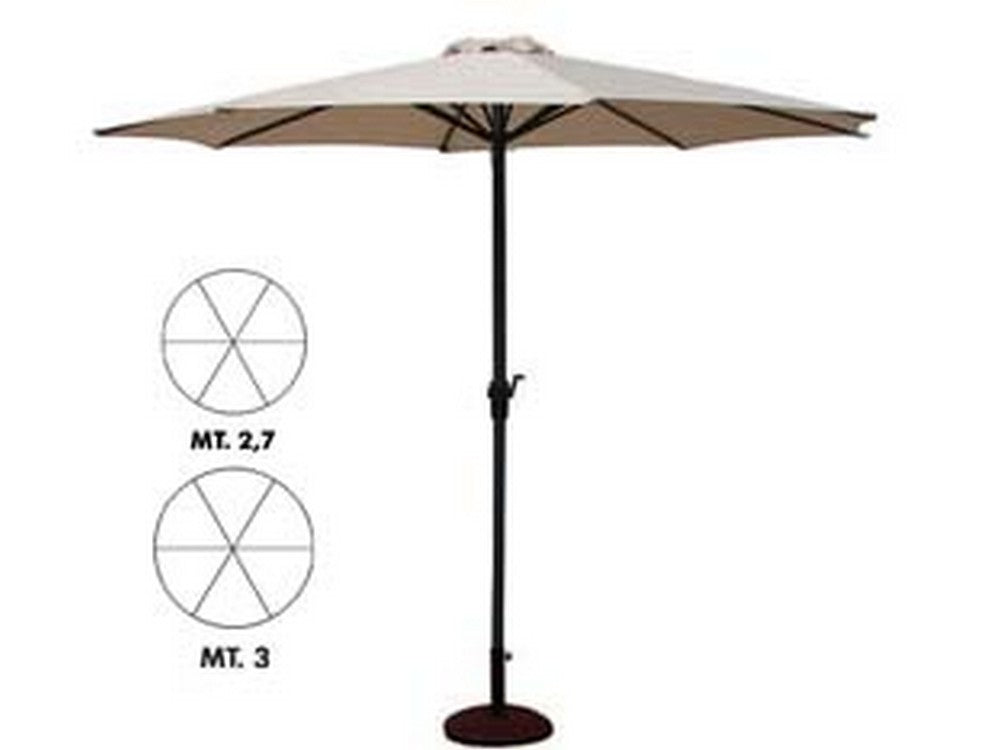 ombrellone tondo in metallo con manovella - ? cm.300 palo ? mm.48 a 6 stecche colore ecru cod:ferx.fer102674