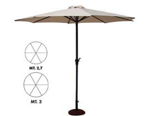 ombrellone tondo in metallo con manovella - ? cm.300 palo ? mm.48 a 6 stecche colore ecru cod:ferx.fer102674