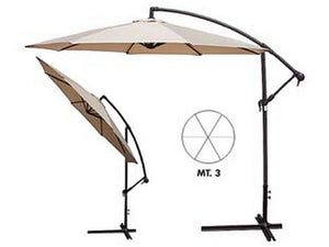 ombrellone tondo decentrato in metallo con manovella - ? cm.300 palo ? mm.48 a 6 stecche colore beige cod:ferx.fer102704