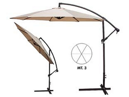 ombrellone tondo decentrato in metallo con manovella - ? cm.300 palo ? mm.48 a 6 stecche colore beige cod:ferx.fer102704