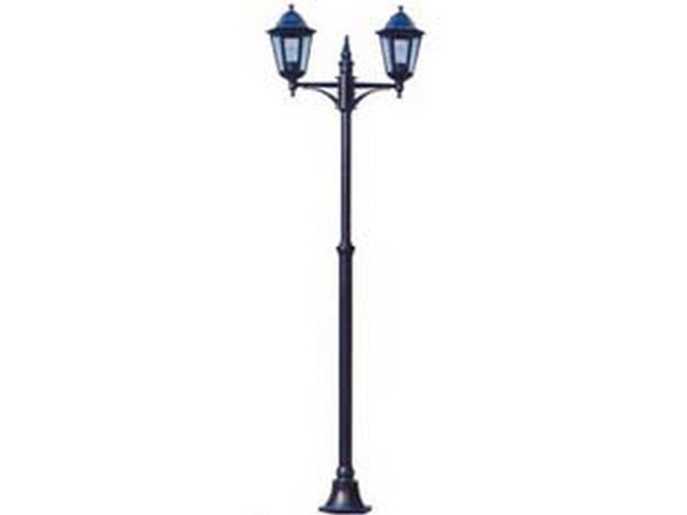 lampione 2 luci su palo modello berlino - 2x100w ip44 cm.72x230h. colore nero cod:ferx.fer102889