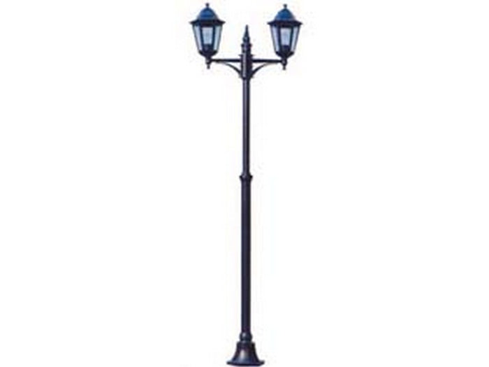 lampione 2 luci su palo modello berlino - 2x100w ip44 cm.72x230h. colore nero cod:ferx.fer102889