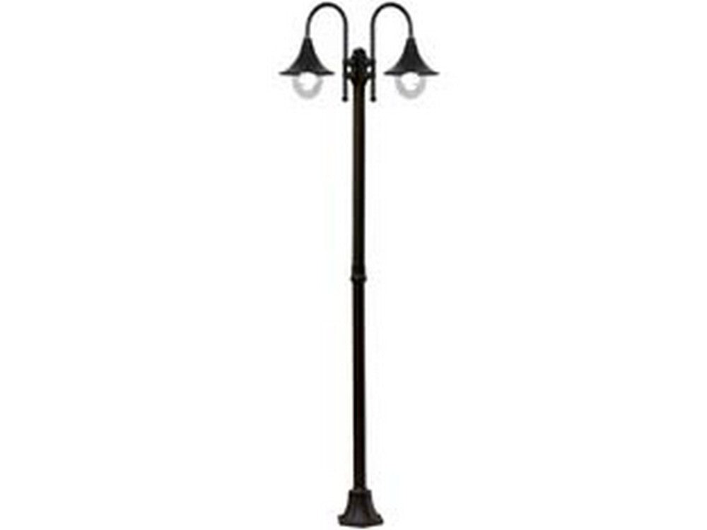 lampione 2 luci su palo modello parigi - 2x100w ip44 cm.76x230h. colore nero cod:ferx.fer102940