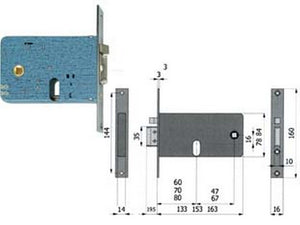 elettroserratura infilare per fasce catenaccio e scrocco mm.84 h - mm.80 interasse mm.67 (877) cod:ferx.fer112185