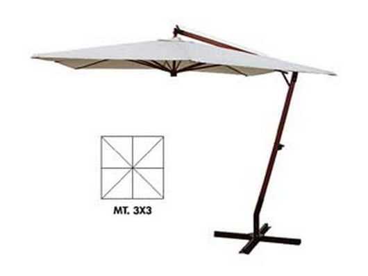 ombrellone quadro decentrato in legno con manovella - cm.300x300 palo mm.55x55 a 8 stecche col. avana cod:ferx.fer115285