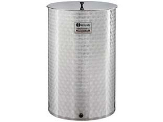 contenitore enologico a fondo piano inox 18/10 saldato - lt.50 ? mm.390x490h. bocc.f1/2" tappo fiorettato cod:ferx.fer269728
