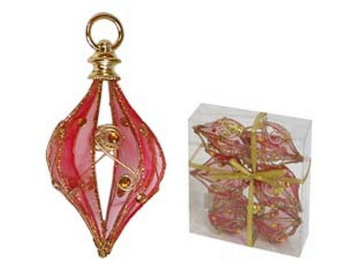 sfere ovali in rete colore rosso - ? mm.60 in conf. pz.6 cod:ferx.fer121422