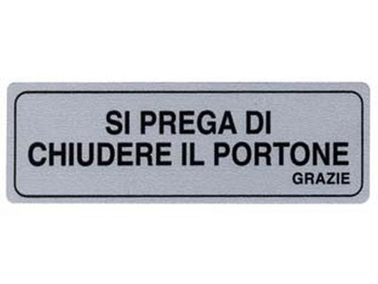 targhetta adesiva "si prega di chiuedere il portone grazie" - cm.15x5h. cod:ferx.fer123525