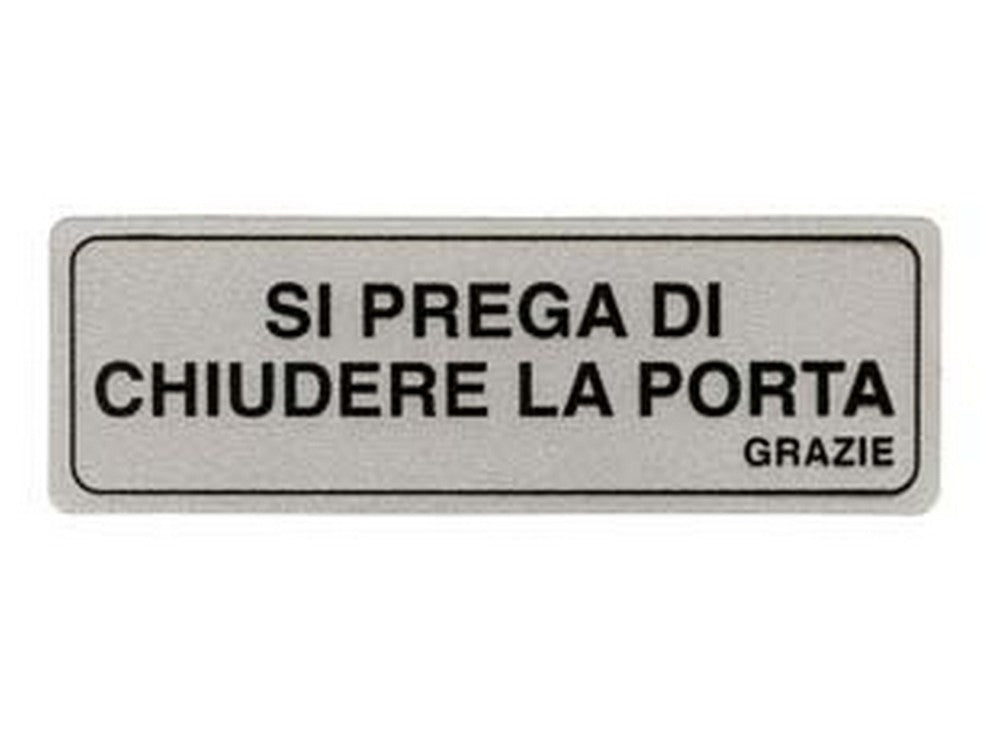 targhetta adesiva "si prega di chiudere la porta grazie" - cm.15x5h. cod:ferx.fer123761