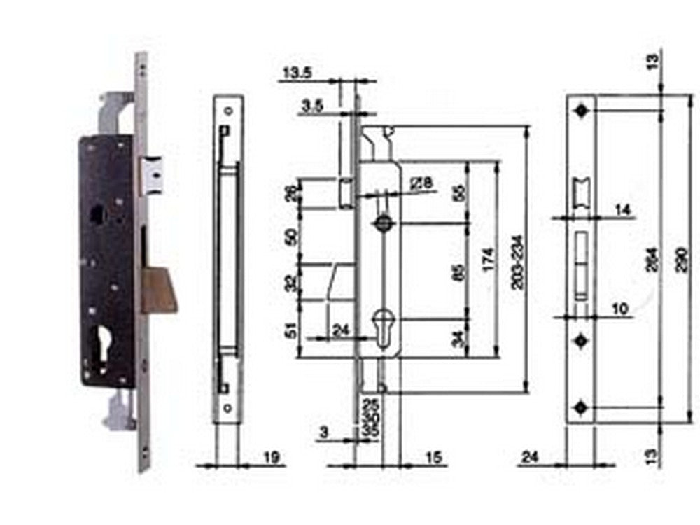 serratura triplice infilare per montanti e pers. con quadro e scrocco 783 - mm.30 (783301ifz) cod:ferx.fer139465